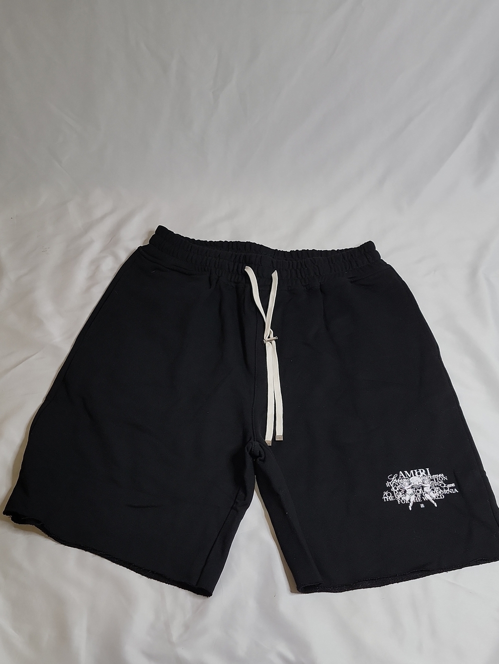 AMIRI Black Athletic Shorts with White Drawstring and Logo